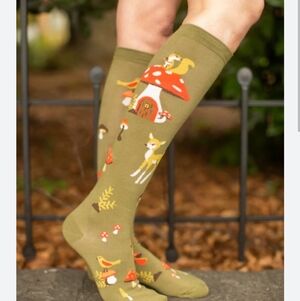 Brown Socks with Forest Animal Print Shroom & Board